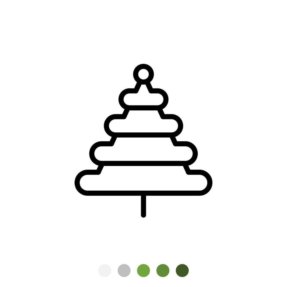 icono de contorno de árbol de pino o árbol de Navidad, vector. vector