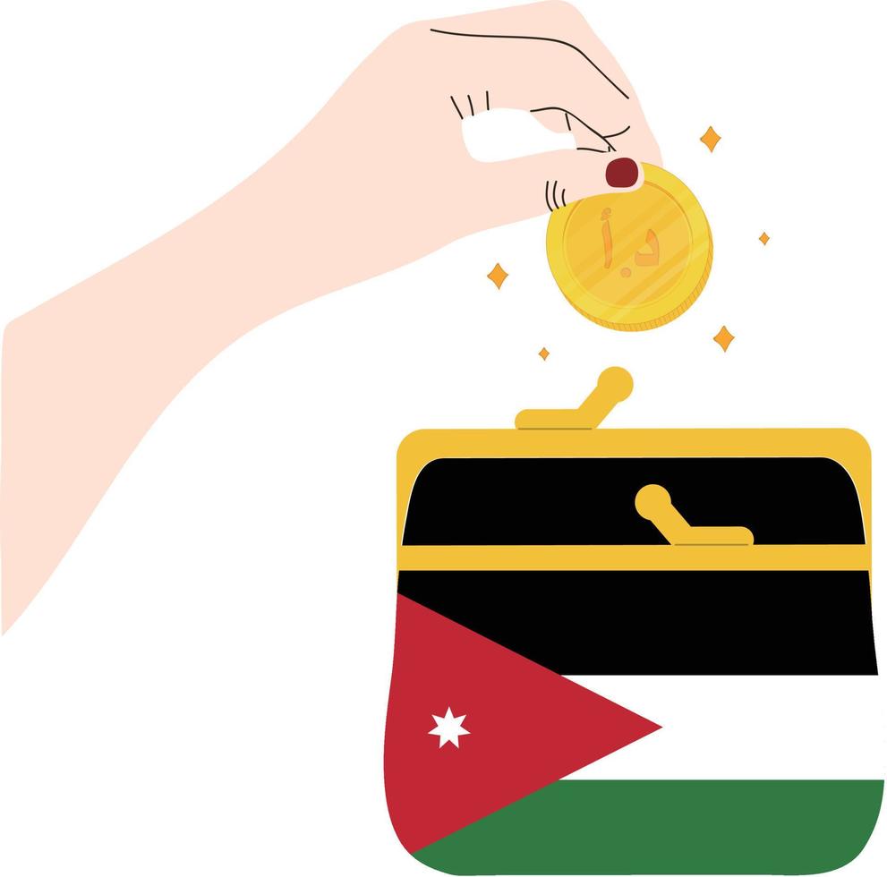 Jordanian Flag vector hand drawn,Jordanian dinar vector hand drawn