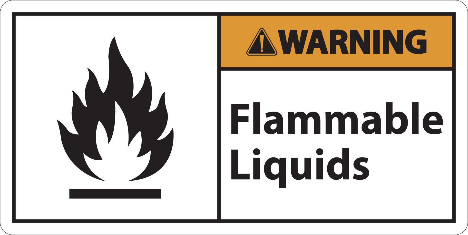 Warning Flammable Liquids Sign On White Background vector