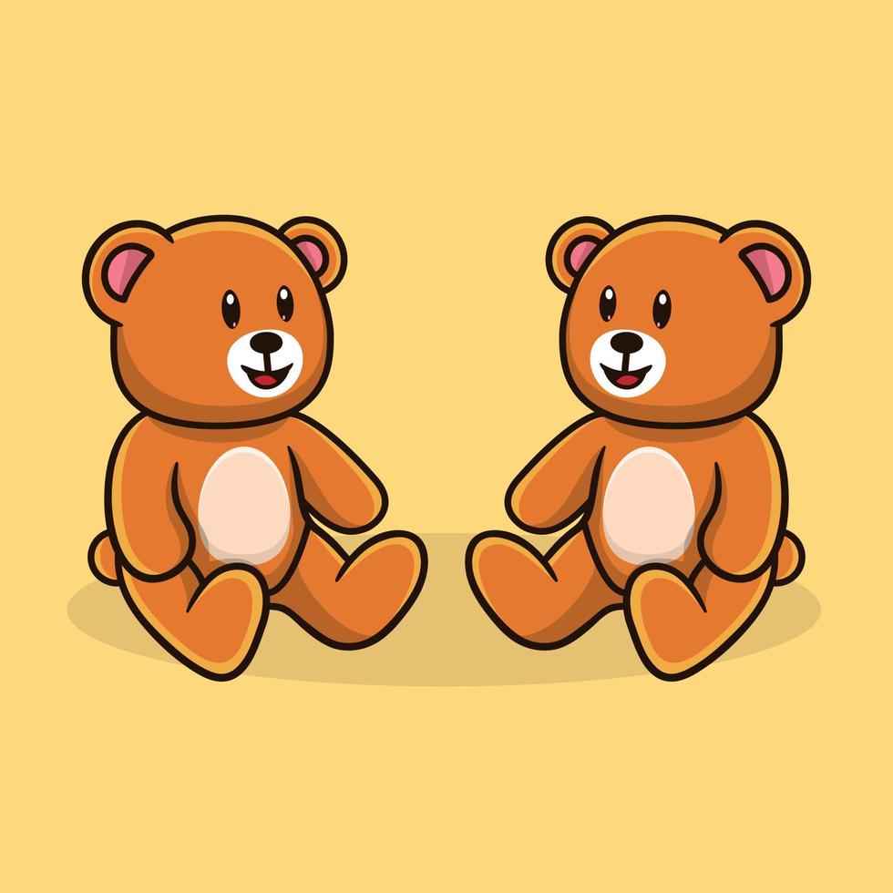 Teddy bears cartoon vector illustration.