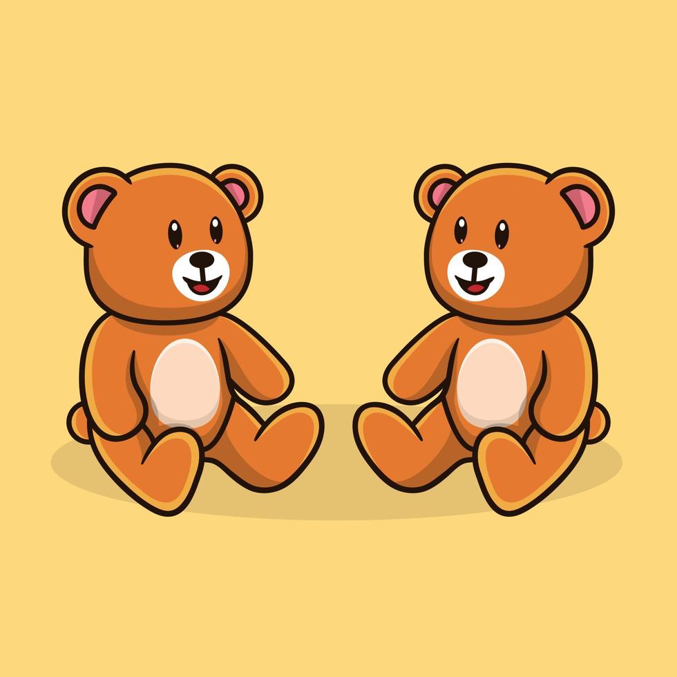 Teddy bears cartoon vector illustration.