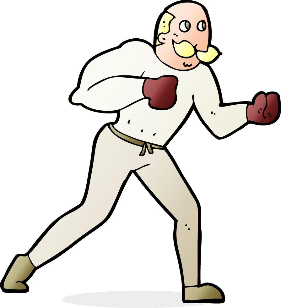 caricatura, retro, boxeador, hombre vector