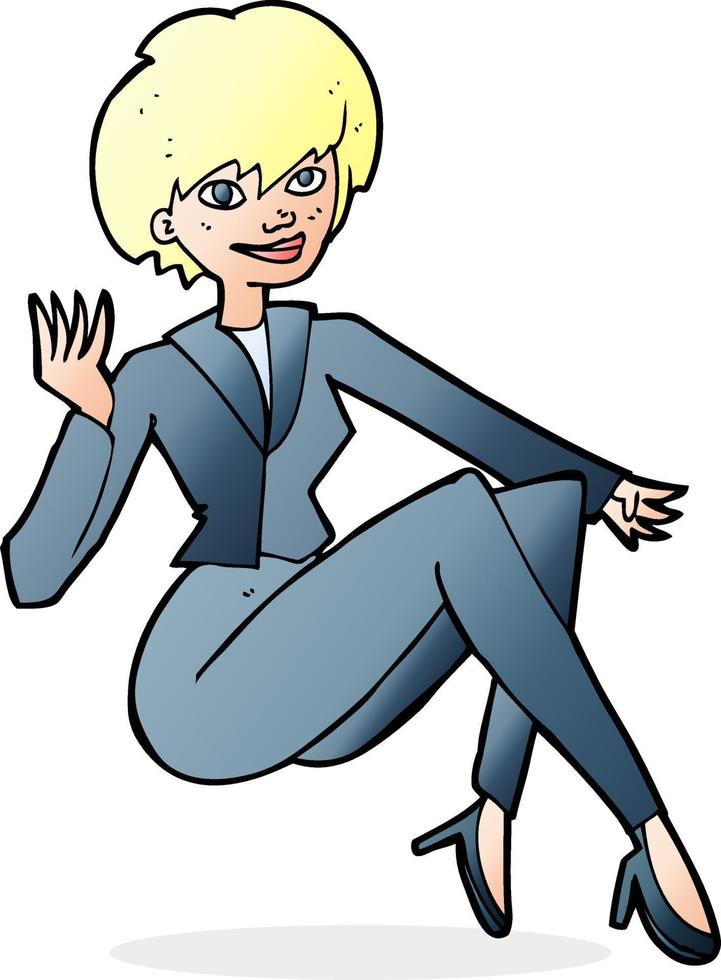 cartoon businesswoman sitting vector