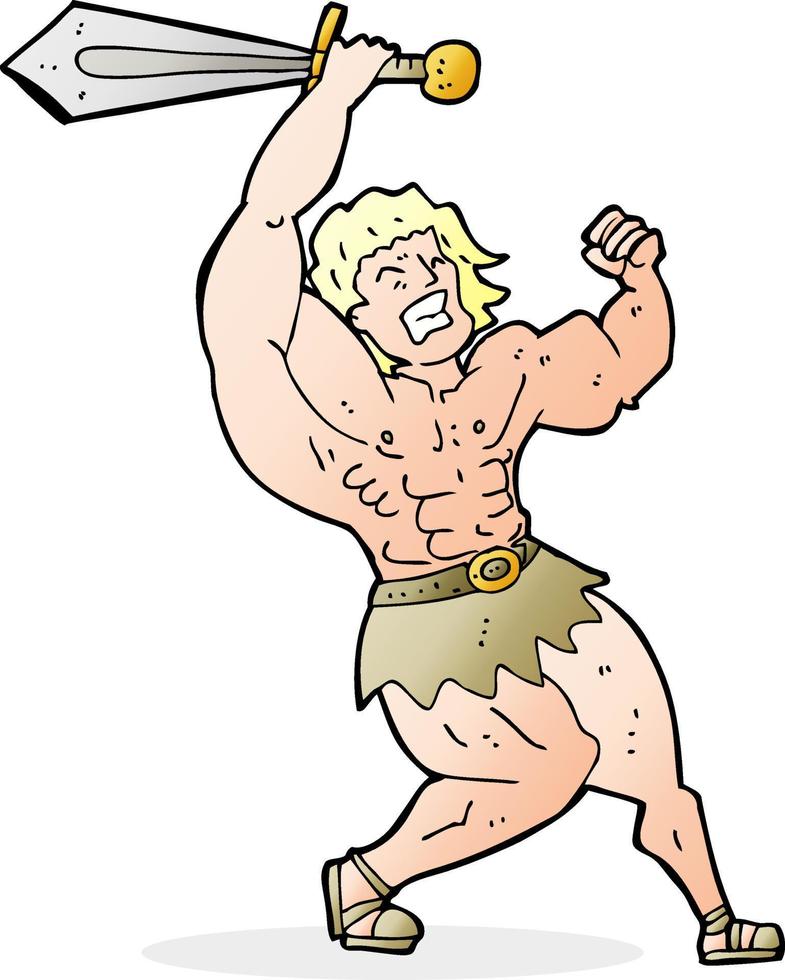 cartoon barbarian hero vector