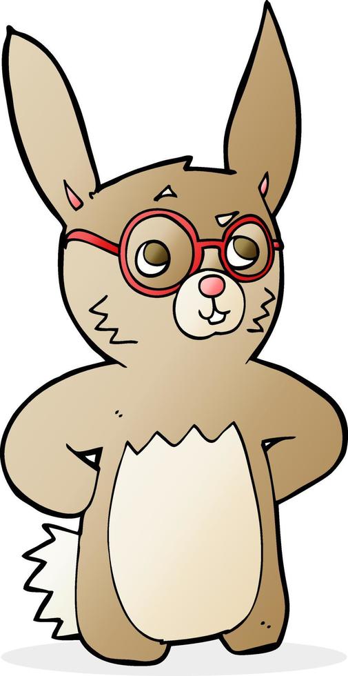 cartoon rabbit wearing spectacles vector