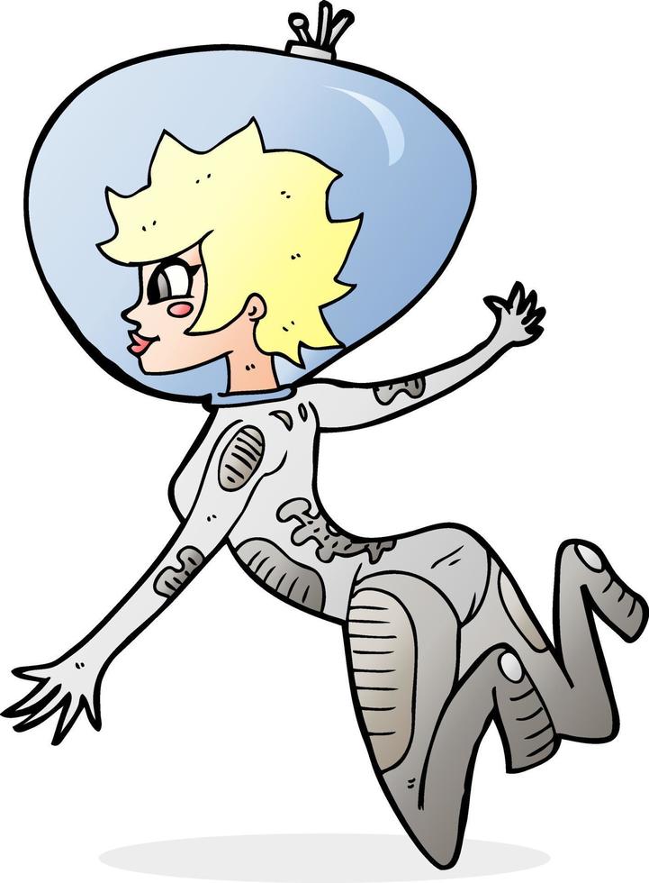 cartoon space woman vector