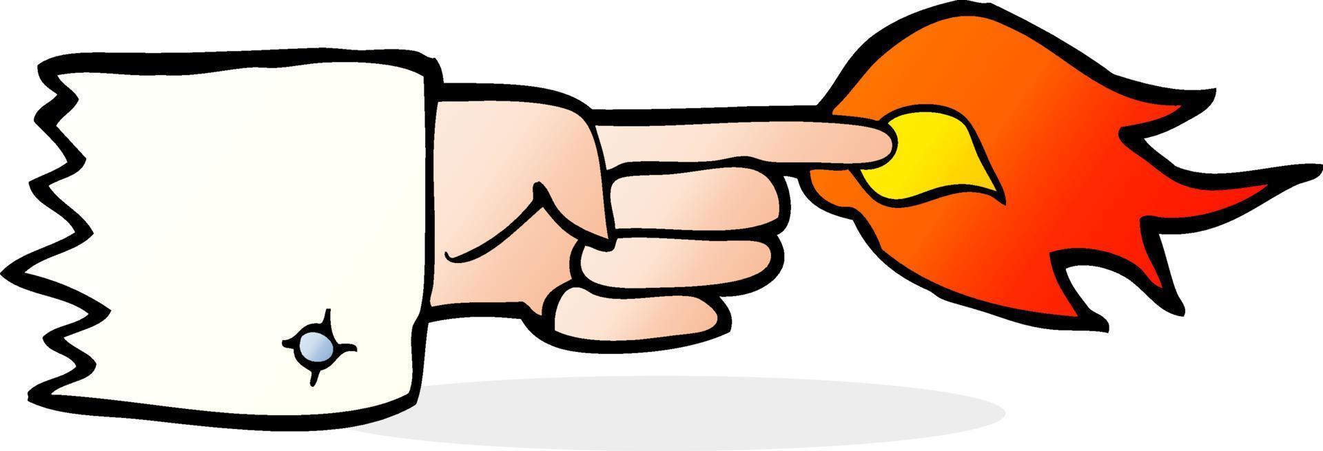 cartoon flaming pointing finger symbol vector