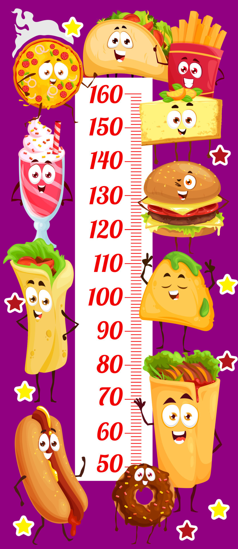Cartoon funny fast food characters, height ruler 12287272 Vector Art at Vecteezy Cartoon funny fast food characters, height ruler 12287272 Vector Art at Vecteezy