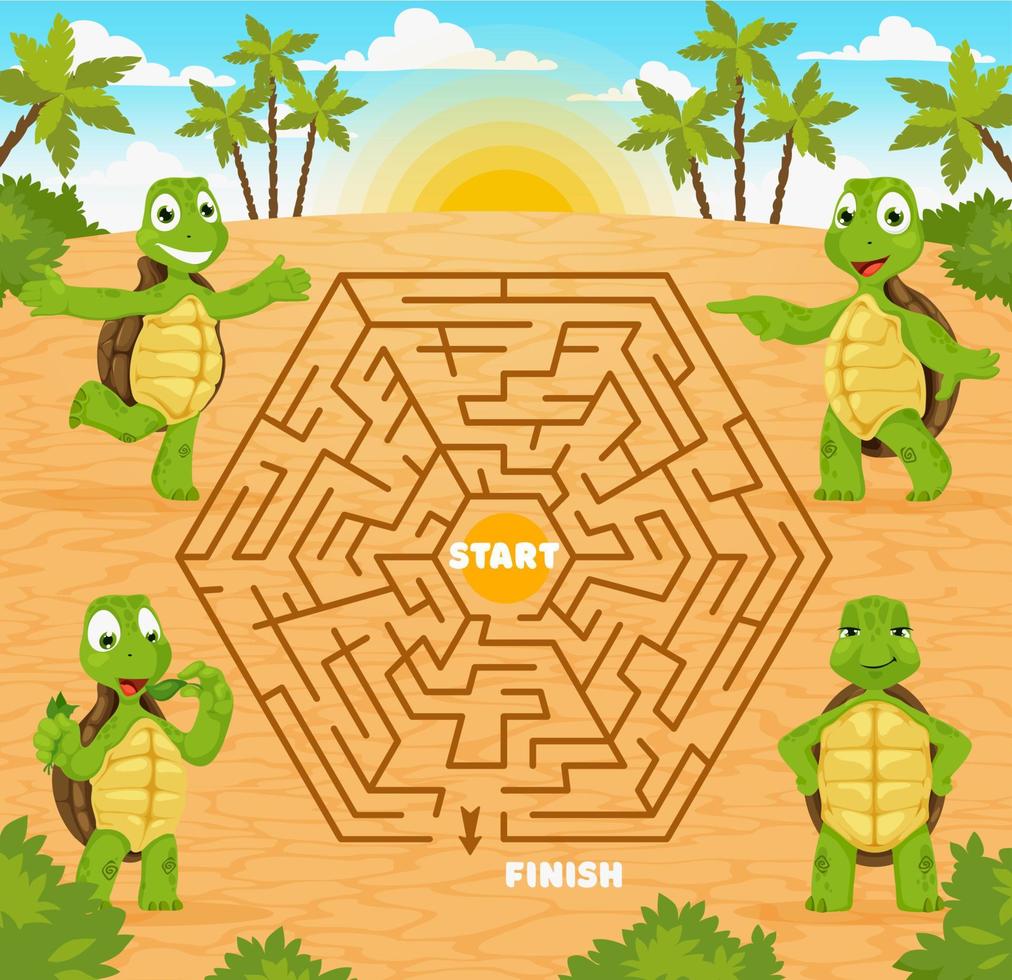 laberinto juego ayuda dibujos animados tortuga encontrar salida vector