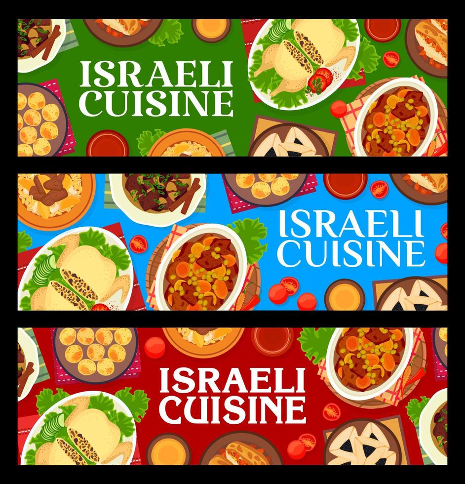 cocina israelí restaurante comidas vector banners