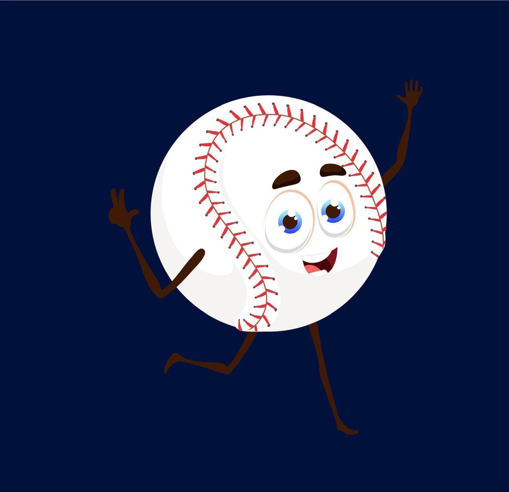 caricatura linda escuela béisbol pelota personaje sonrisa vector