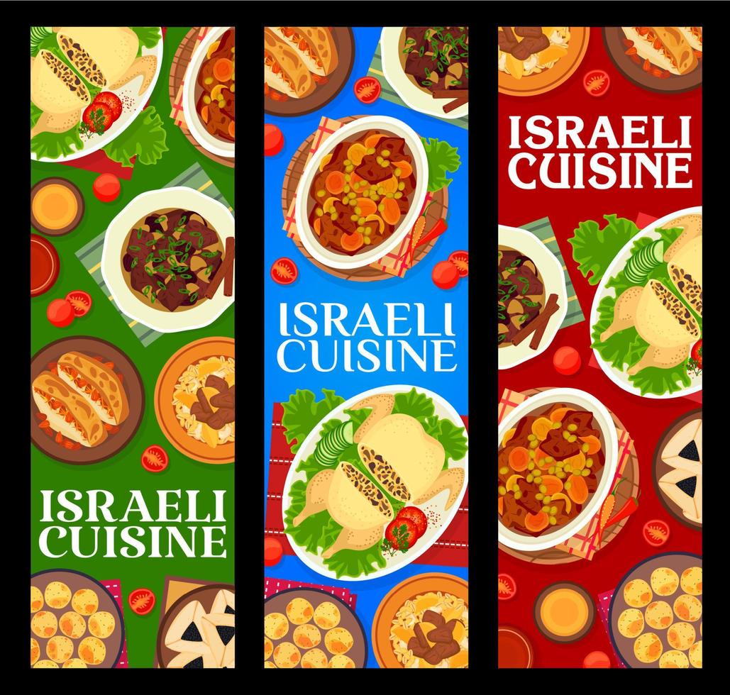 Israeli food restaurant meals vertical banners vector