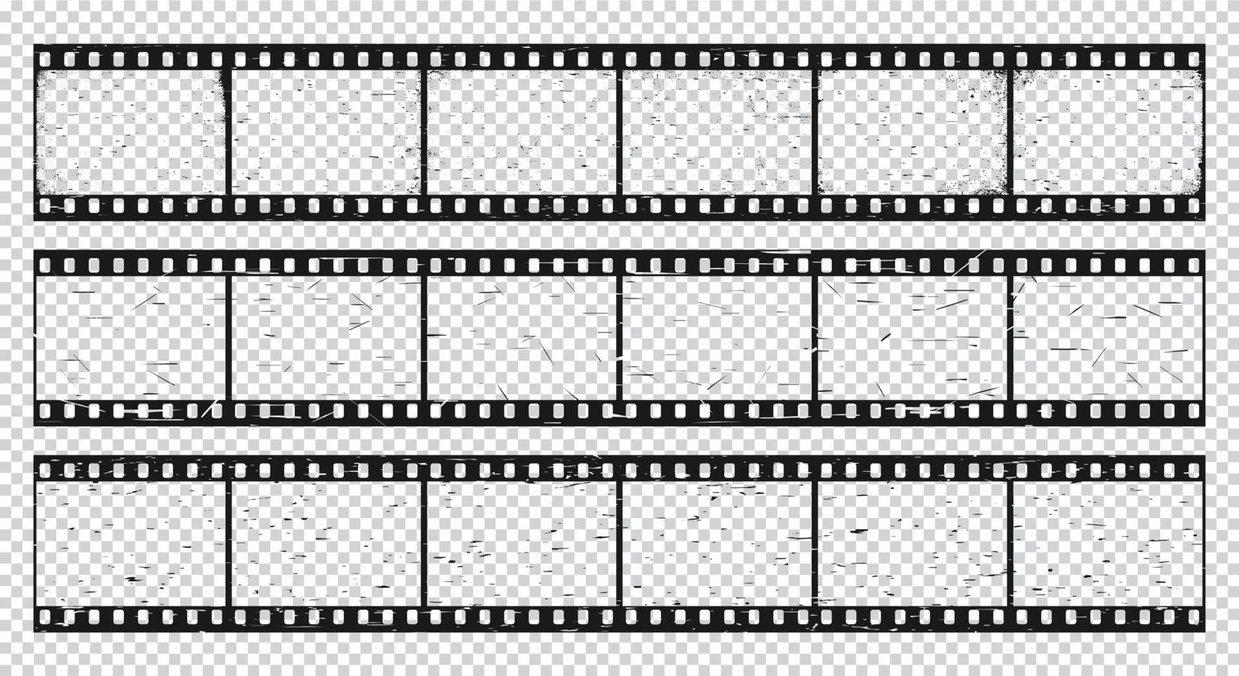 Old grunge long film strips, vintage filmstrips. vector