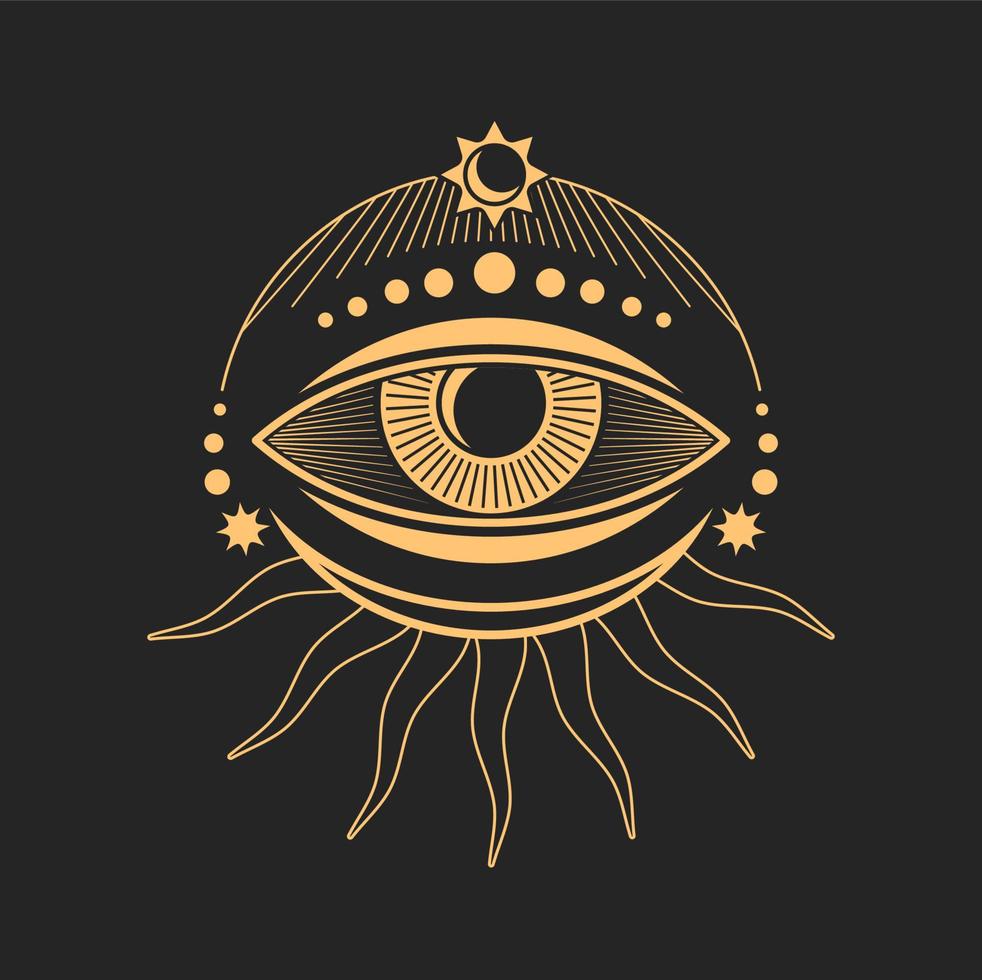 Rune alchemy eye tattoo occult and esoteric symbol vector