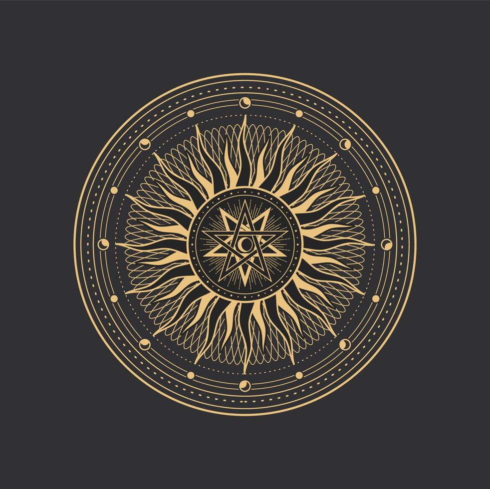 Pentagram, esoteric, occult magic and tarot symbol vector