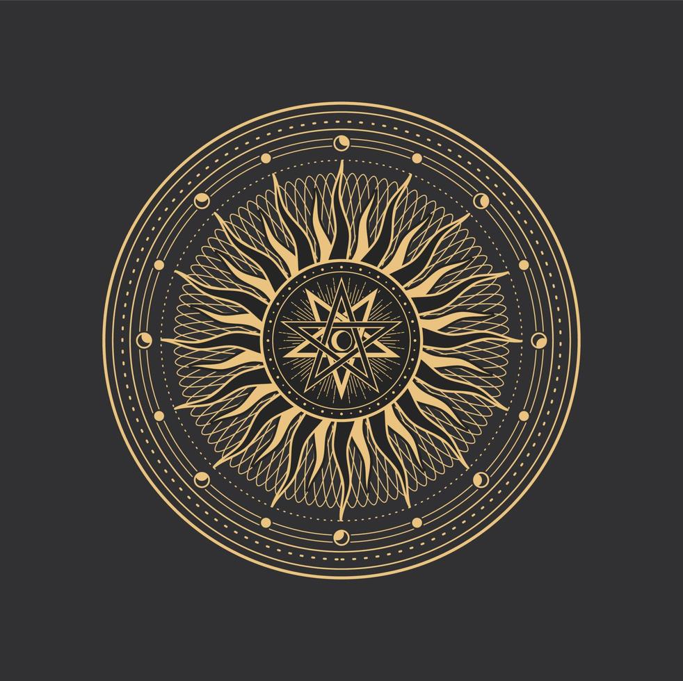 Pentagram, esoteric, occult magic and tarot symbol vector