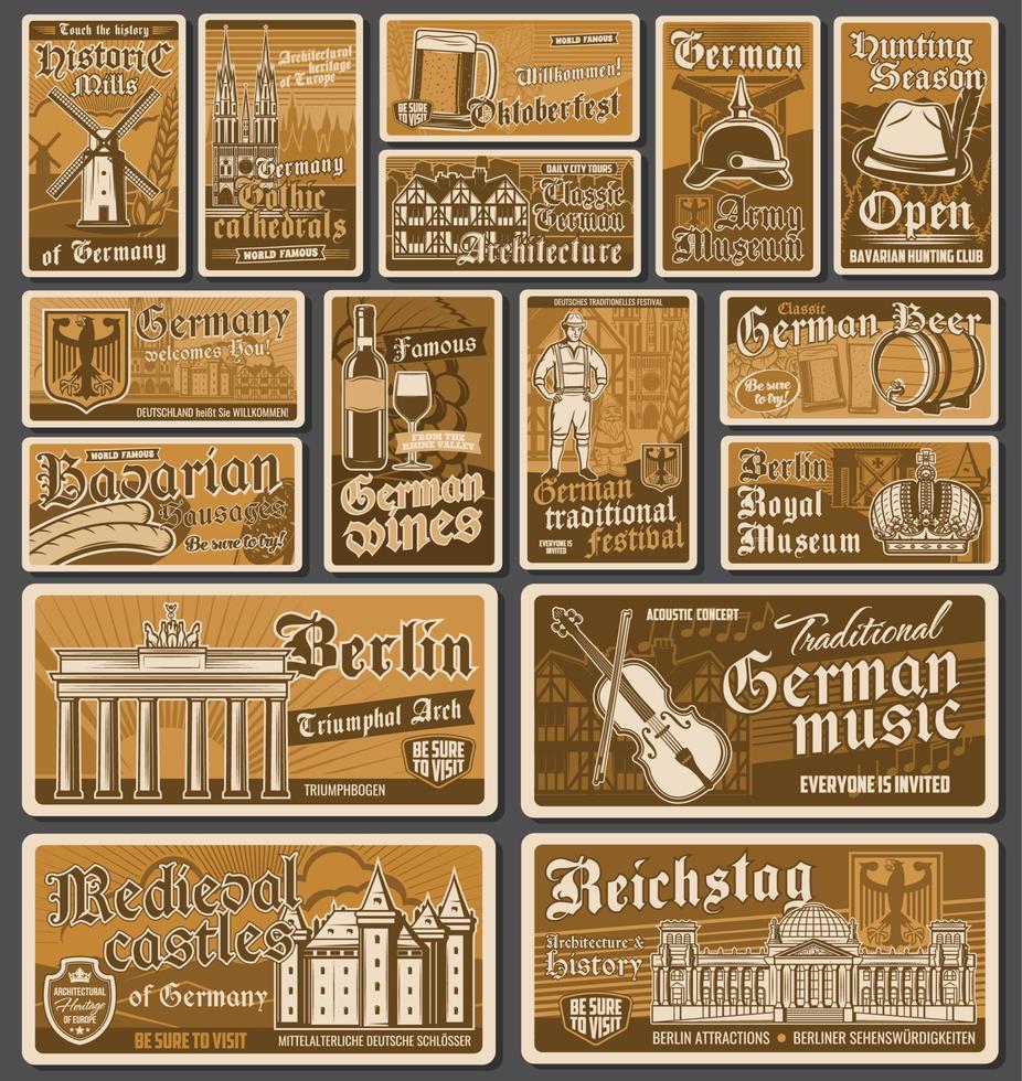 hito de viaje de alemania, carteles de cultura vector