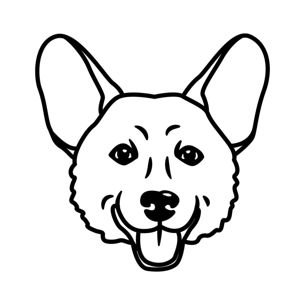 Vector image. Muzzles of dogs of different breeds, such as Spaniel, Beagle, Akita Inu, French bulldog, Chihuahua, Yorkshire terrier, Jack Russell terrier, corgi, dachshund