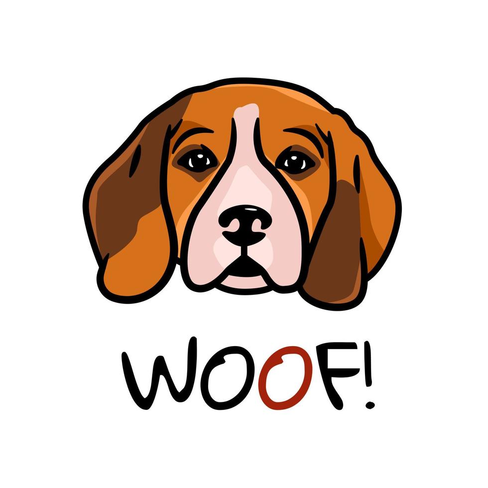 Close-up of a dog s head. Vector illustration, in cartoon style, is ready for printing on T-shirts, clothes, posters, postcards and much more.