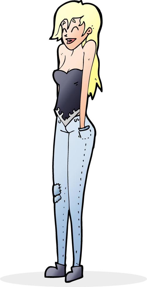 cartoon pretty woman shrugging shoulders vector