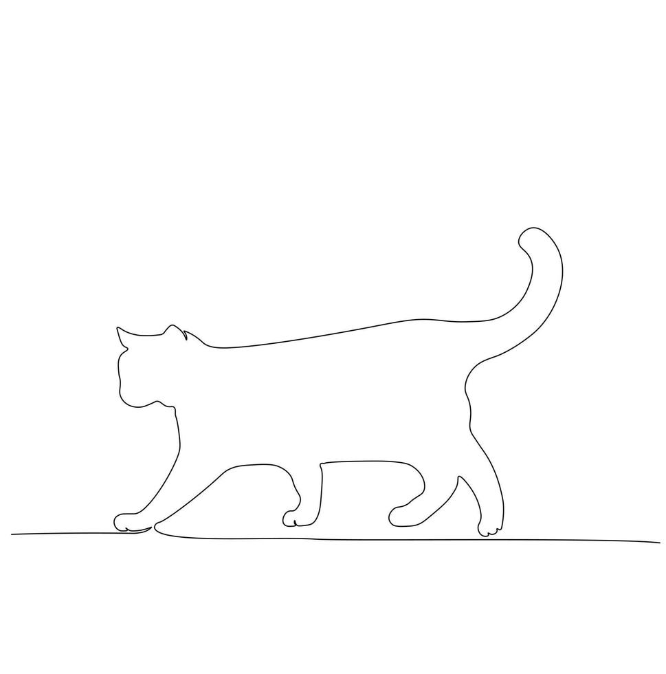 silueta de un gato en una línea. ilustración de stock vectorial. Aislado en un fondo blanco vector