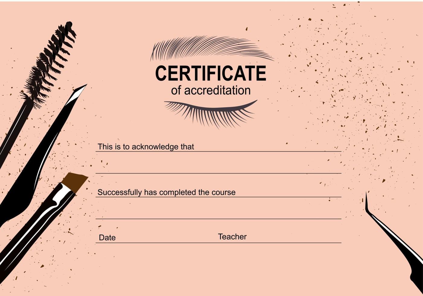 certificado para los estilistas de la escuela en las cejas y pestañas