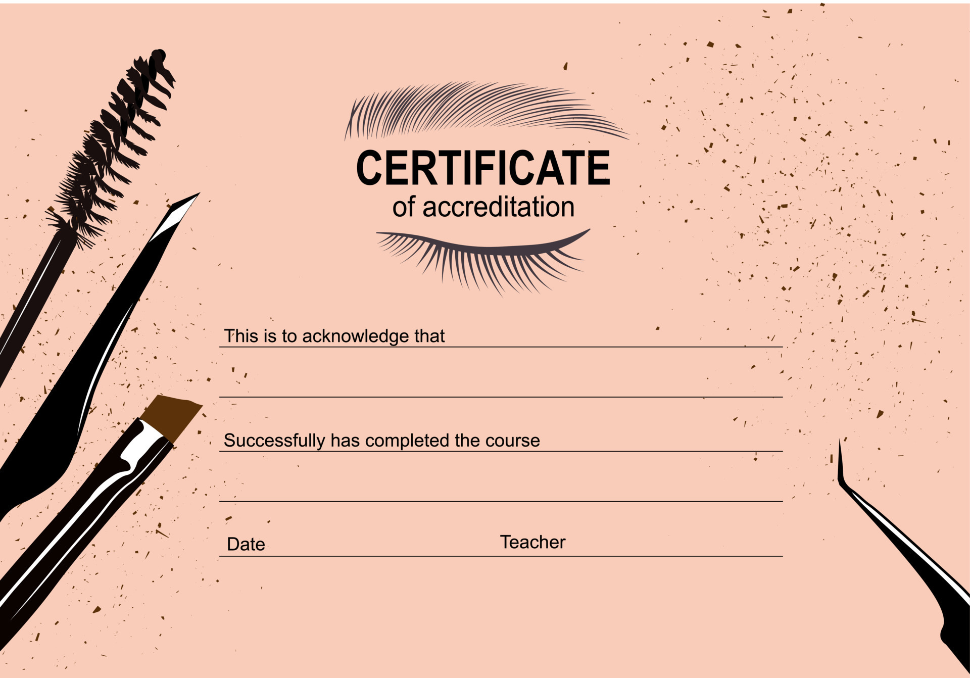 Certificate for the school stylists on the eyebrows and eyelashes