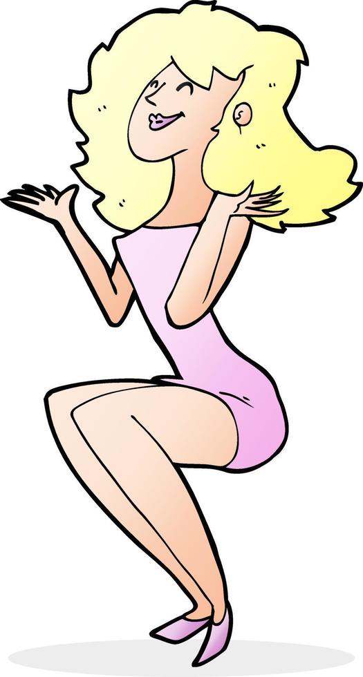 cartoon attractive woman sitting vector