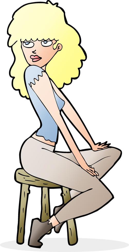 mujer de dibujos animados pose llamativa vector