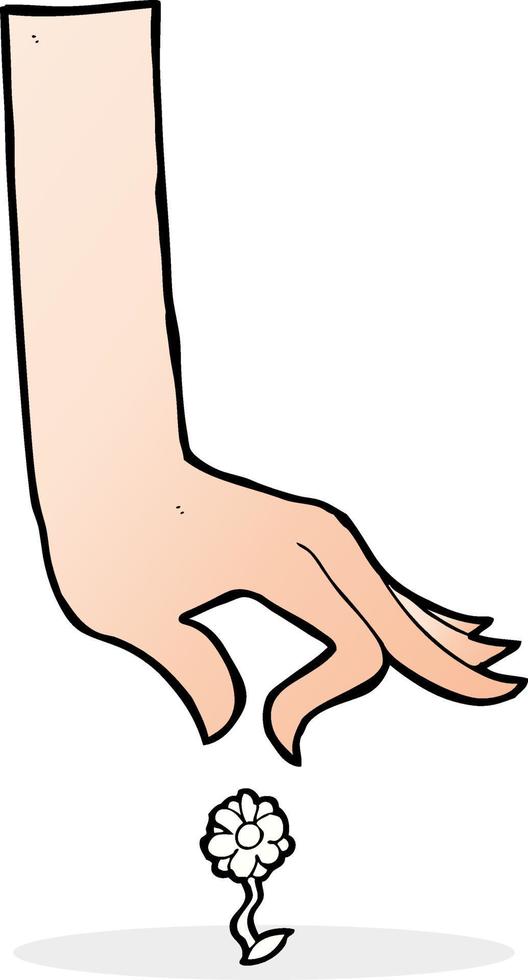cartoon hand picking flower vector