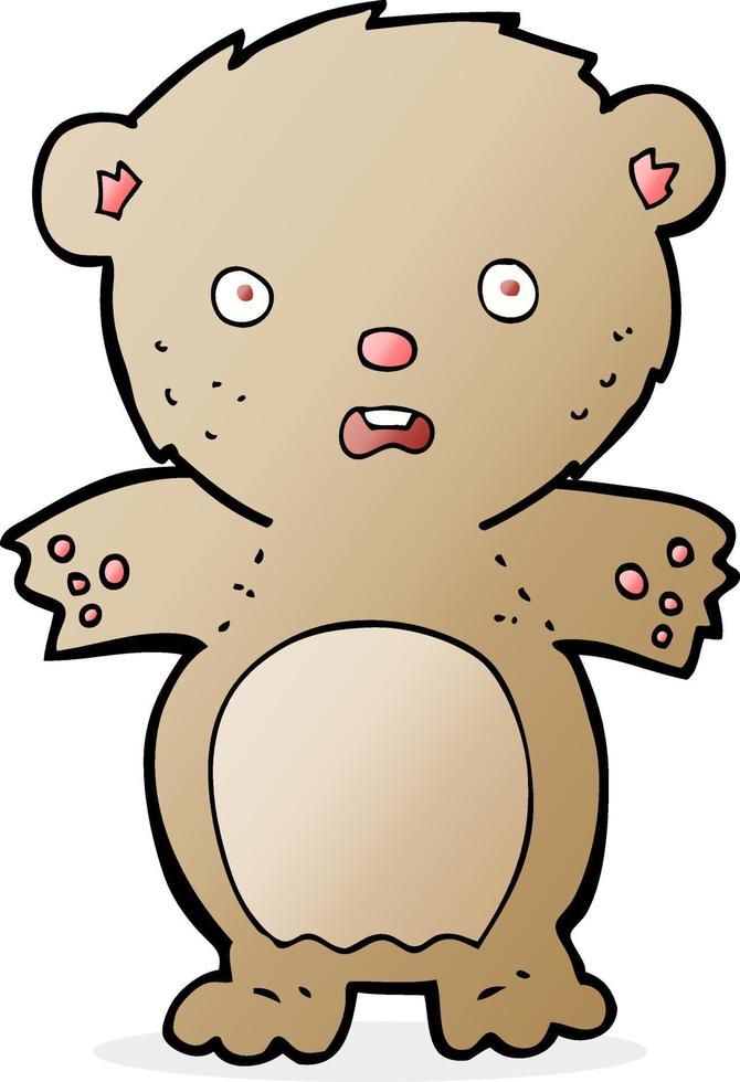 frightened teddy bear cartoon vector