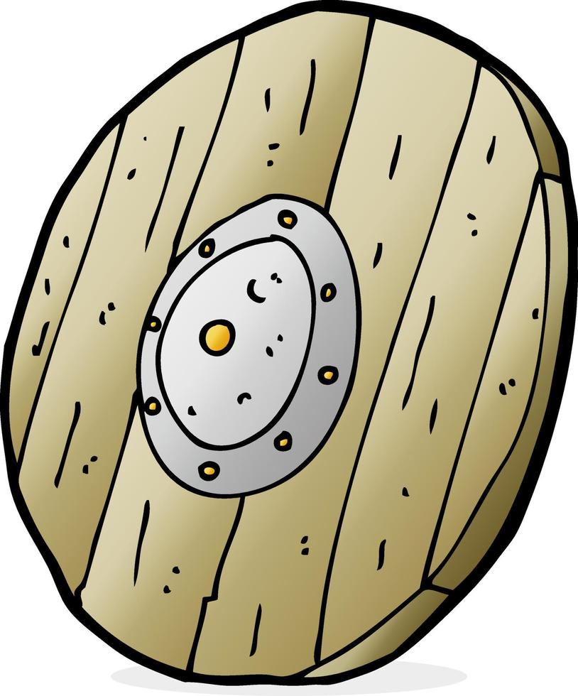 cartoon wooden shield vector