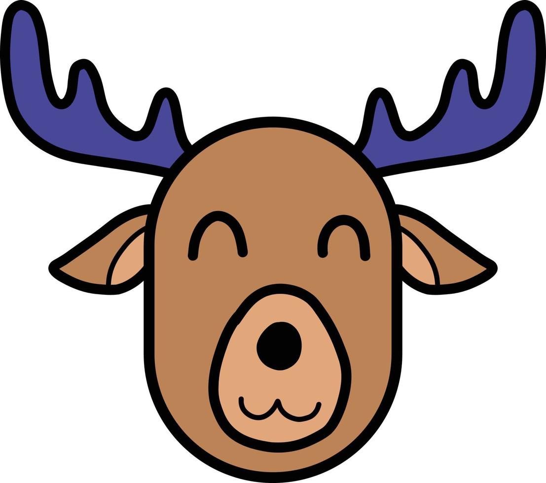 Hand Drawn cute happy reindeer face illustration vector