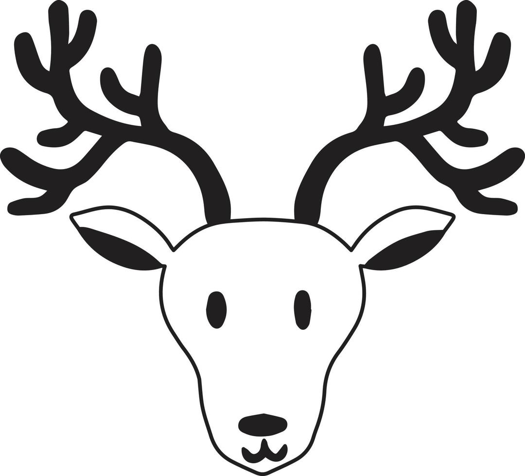 Hand Drawn cute happy reindeer face illustration vector