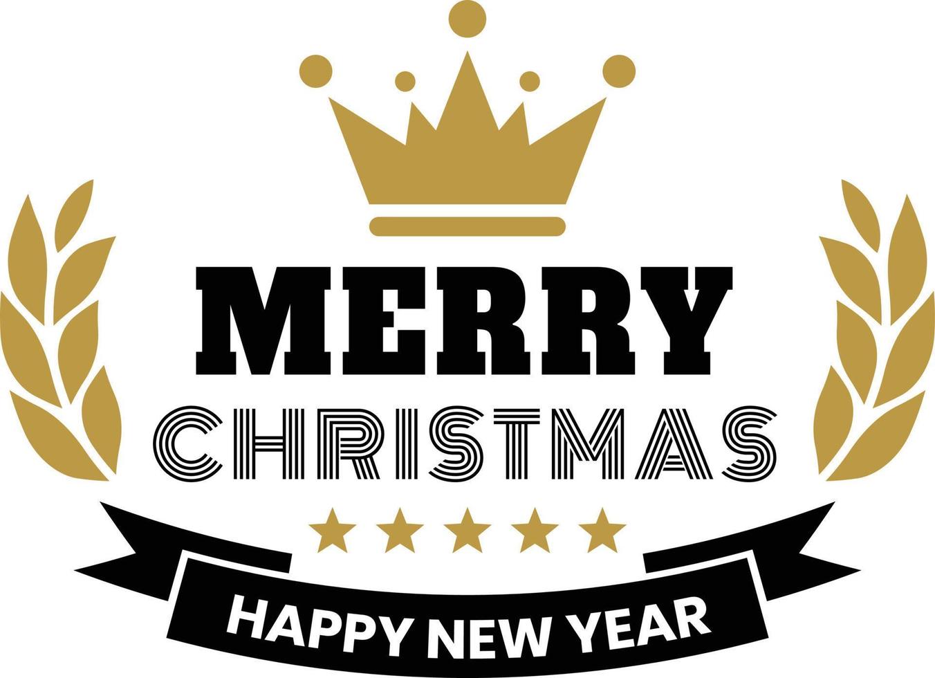 Merry Christmas and happy new year lettering and quote illustration vector