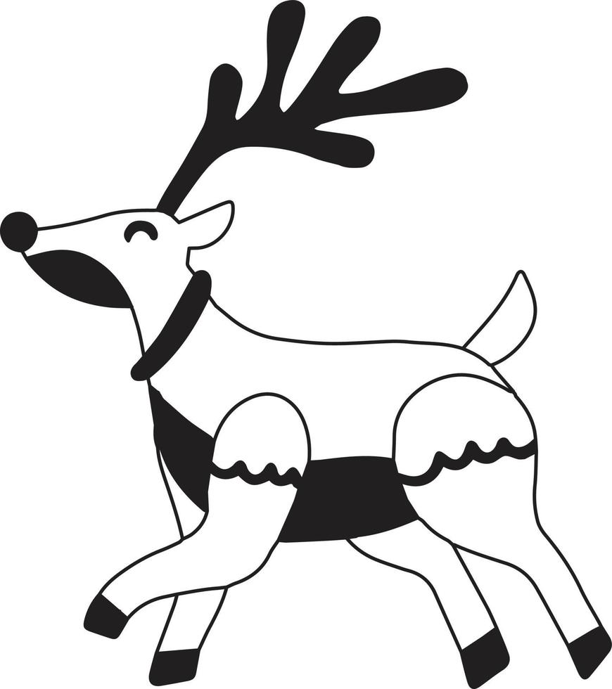 Hand Drawn cute happy reindeer running illustration vector