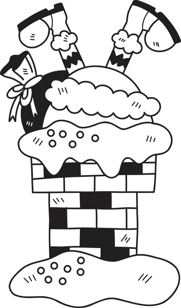 Hand Drawn Santa falls down the chimney illustration vector