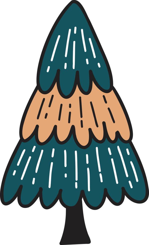 Hand Drawn christmas tree illustration vector