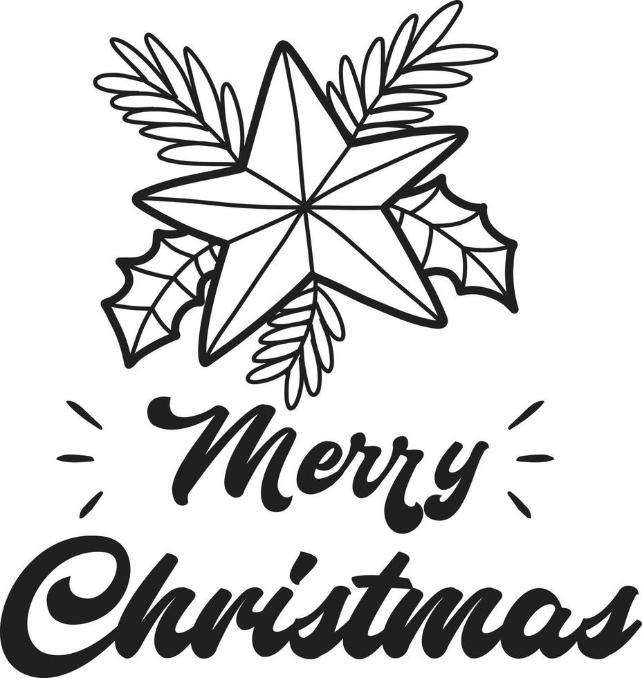 Merry Christmas lettering and quote illustration vector