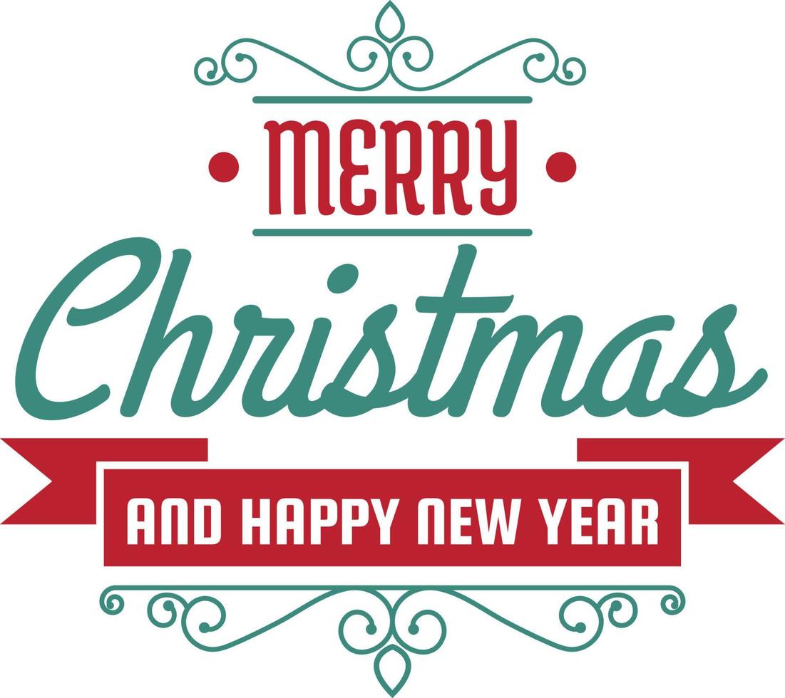 Merry Christmas and happy new year lettering and quote illustration vector