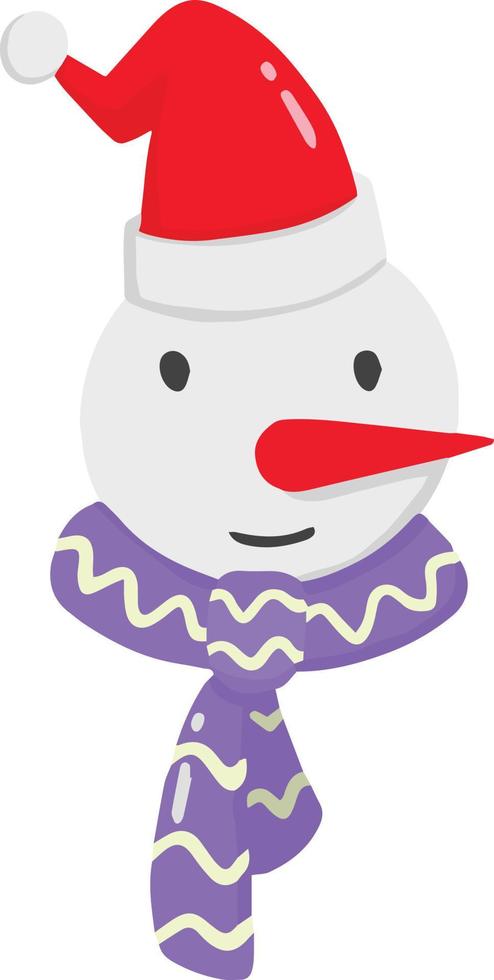 Hand Drawn cute happy snowman face illustration vector