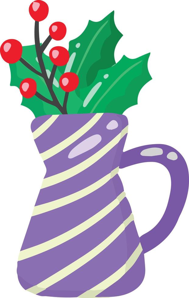 dibujado a mano ilustración de jarra de flores de navidad vector