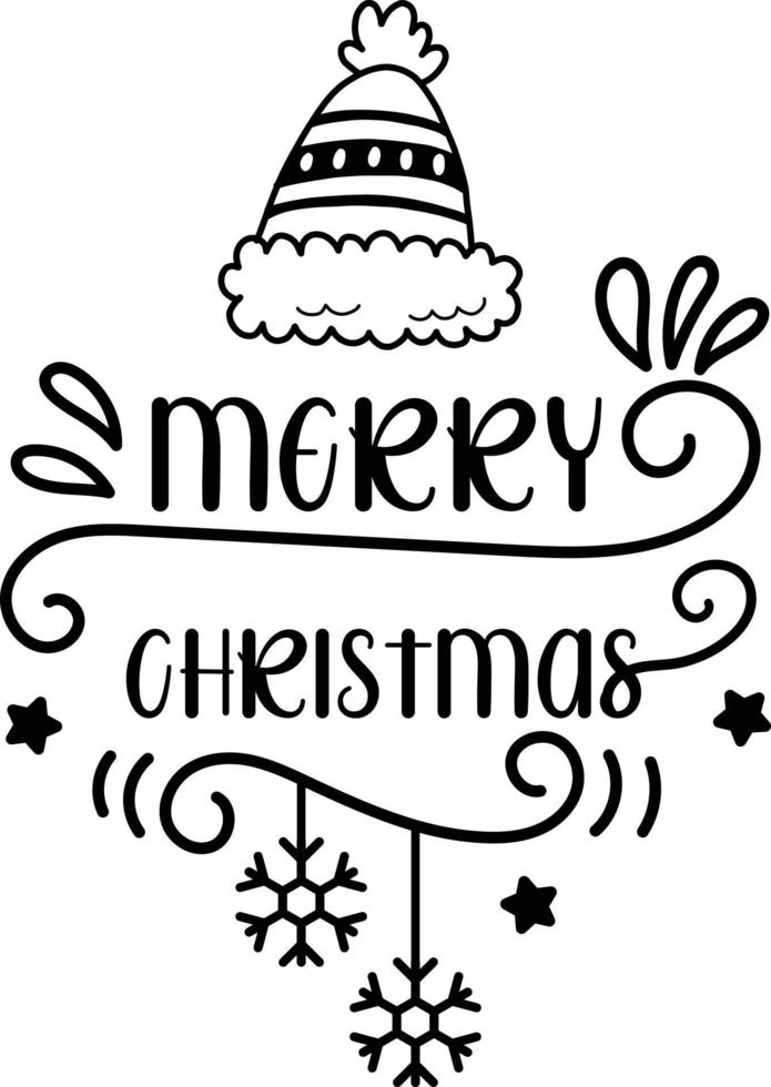 Merry Christmas lettering and quote illustration vector