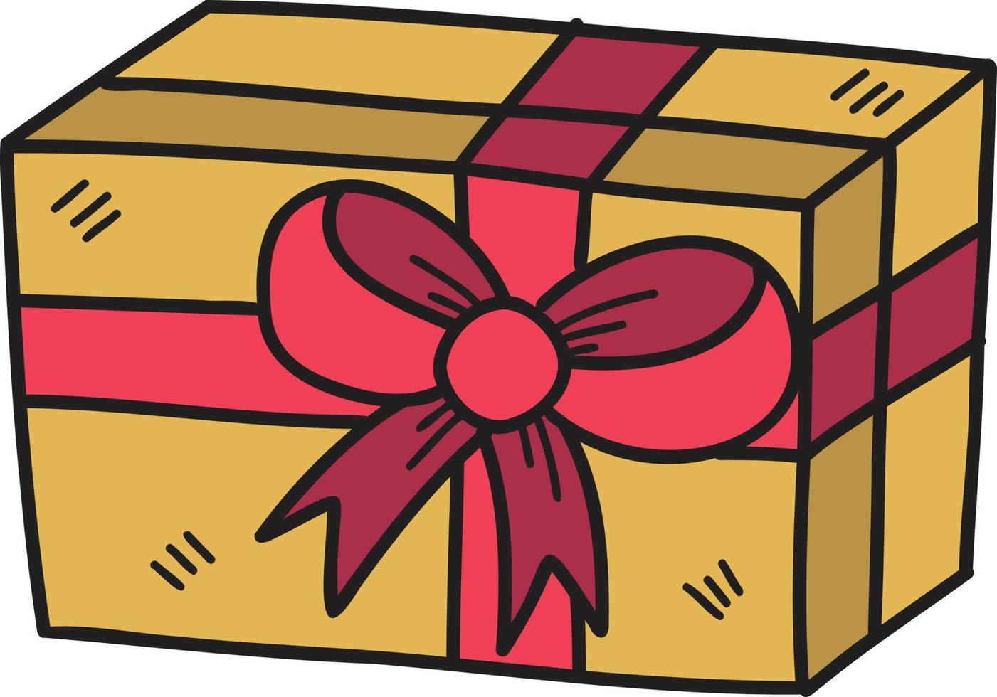 dibujado a mano ilustración de caja de regalo de navidad cuadrada vector