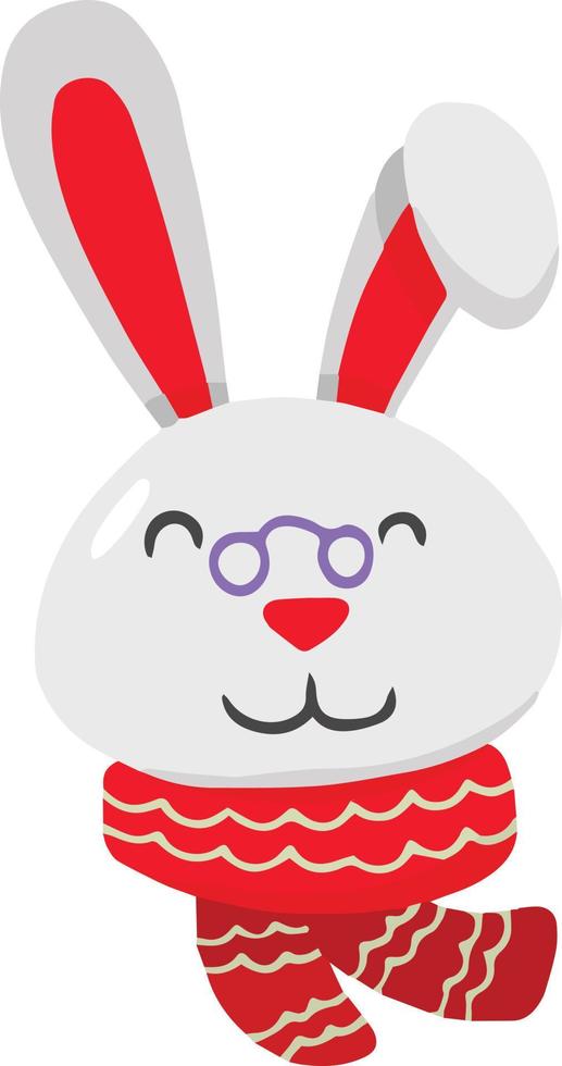 Hand Drawn cute rabbit and scarf illustration vector
