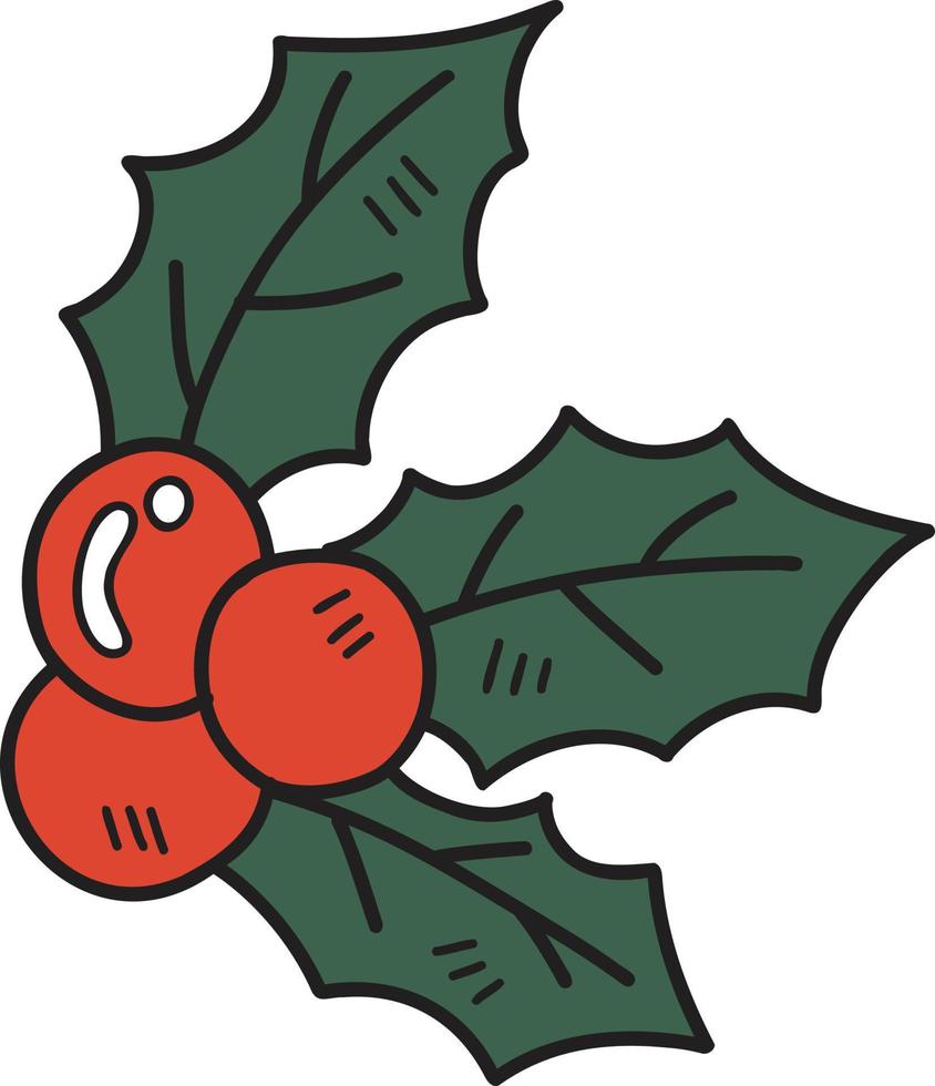 Hand Drawn christmas berries illustration vector