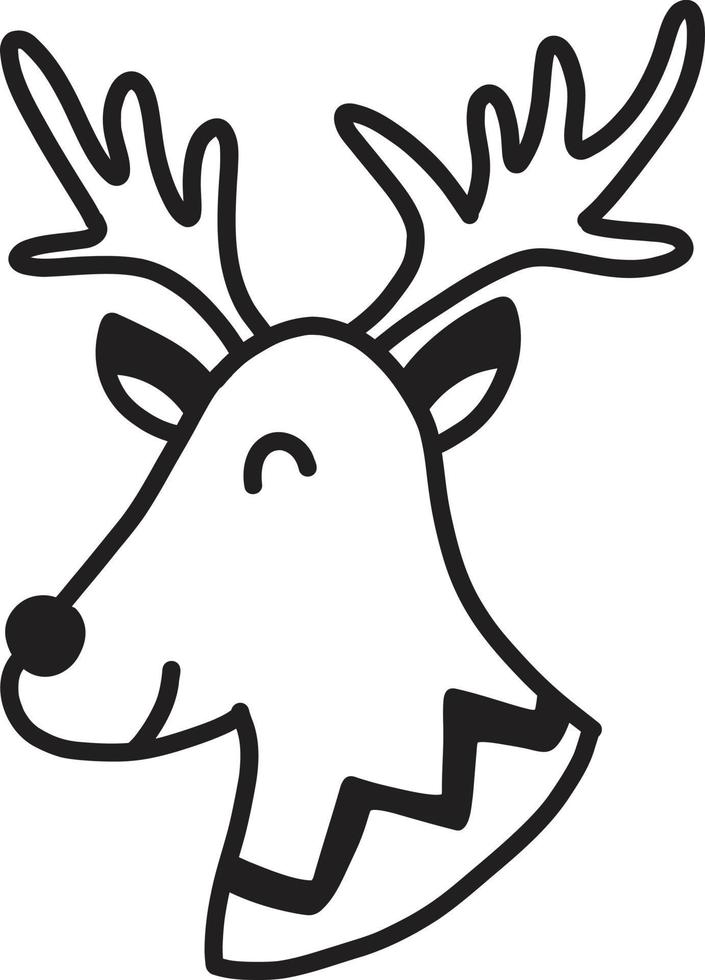 Hand Drawn cute happy reindeer face illustration vector