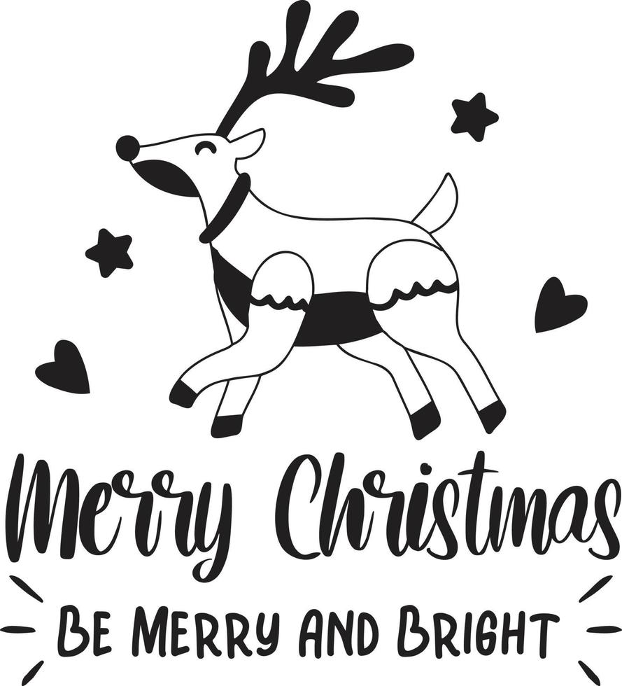 be merry and bright lettering and quote illustration vector