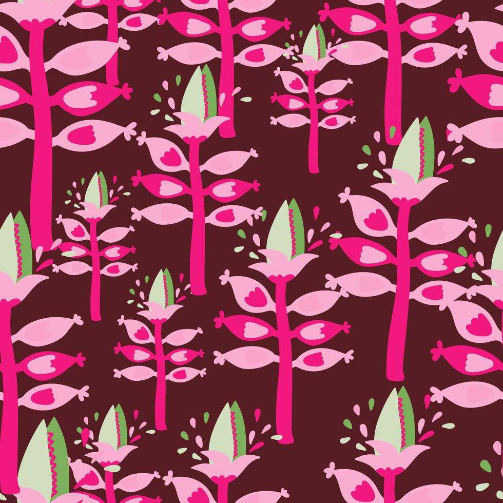 venus atrapamoscas flor de patrones sin fisuras. ornamento floral botánico contemporáneo. Fondo de pantalla sin fin de plantas extrañas. vector