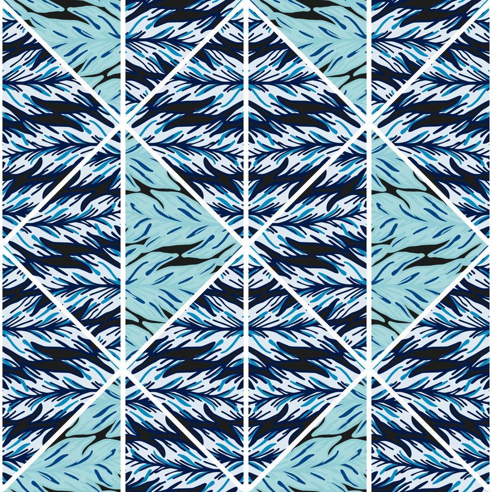Creative leaves shape mosaic seamless pattern. Geometric botanical foliage endless wallpaper. Palm leaf tile. vector